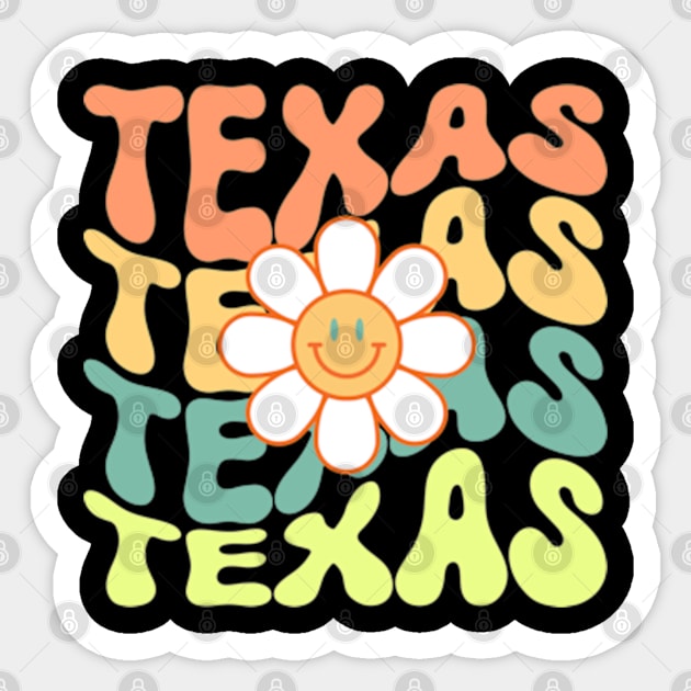 Texas Groovy Daisy Travel Wanderlust State Sticker by Lavender Celeste